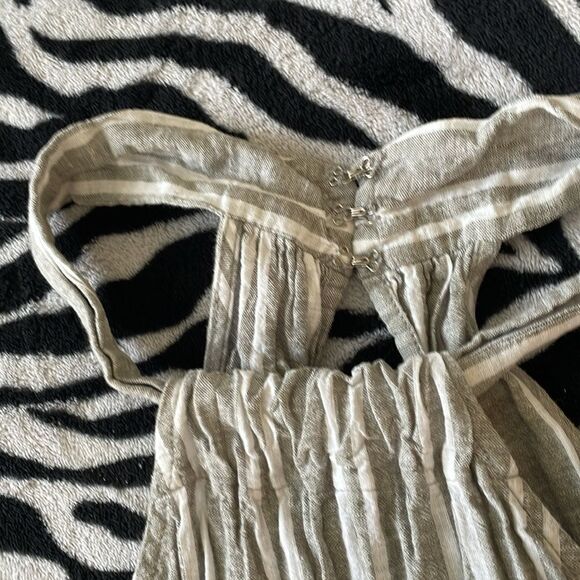 BCBGeneration grey white striped halter linen beach summer vacation dress - Picture 4 of 10